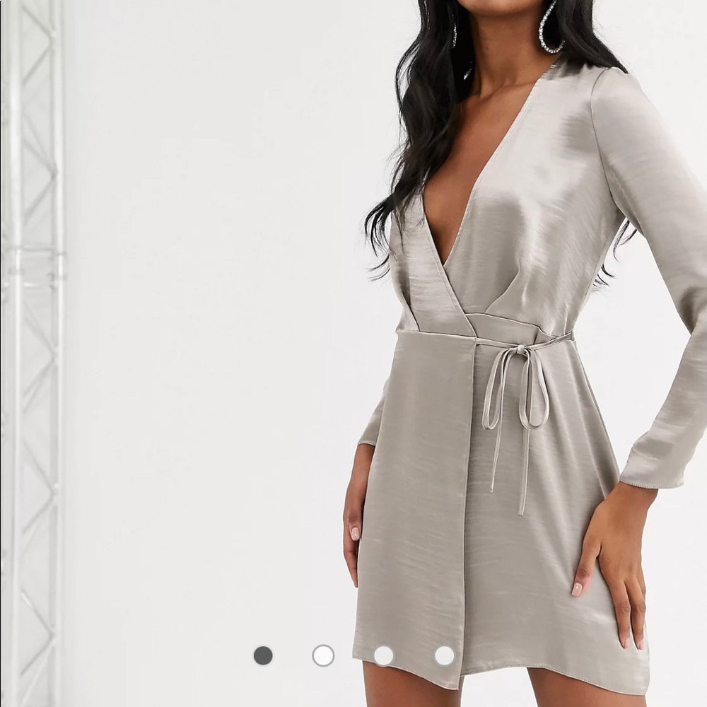ASOS Design Wrap Dress in High Shine Satin
